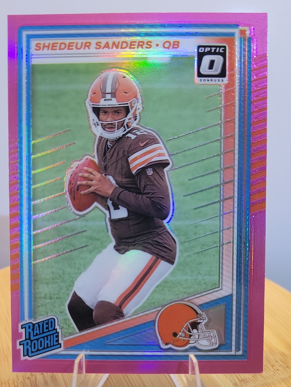 2025 Panini Donruss - Rated Rookie Shedeur Sanders #306 Optic Preview Pink Prizm